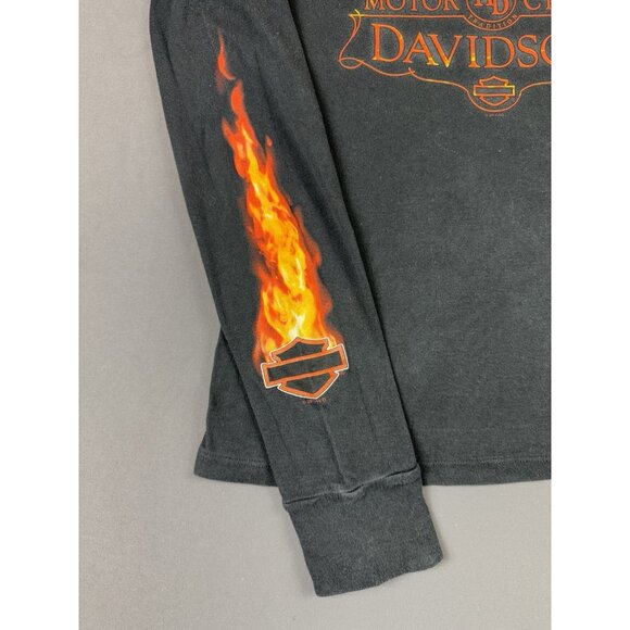 Rare Vintage Y2K Harley Davidson McGrath Hawkeye Coralville IA Flames Longsleeve - Picture 4 of 10